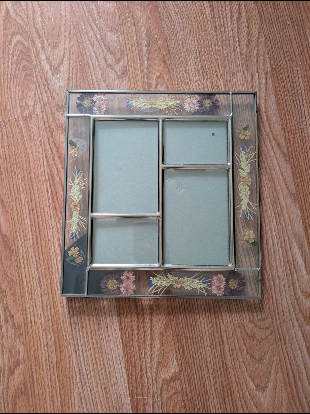 Vintage Pressed Flower Glass Frame - Picture 1 of 4